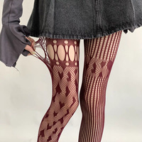 Women Sexy Lace Fishnet Stockings Lolita Hollow Out Solid Pantyhose Women's Irregular Exposed Skin Tights Slim Y2kBody Stockings