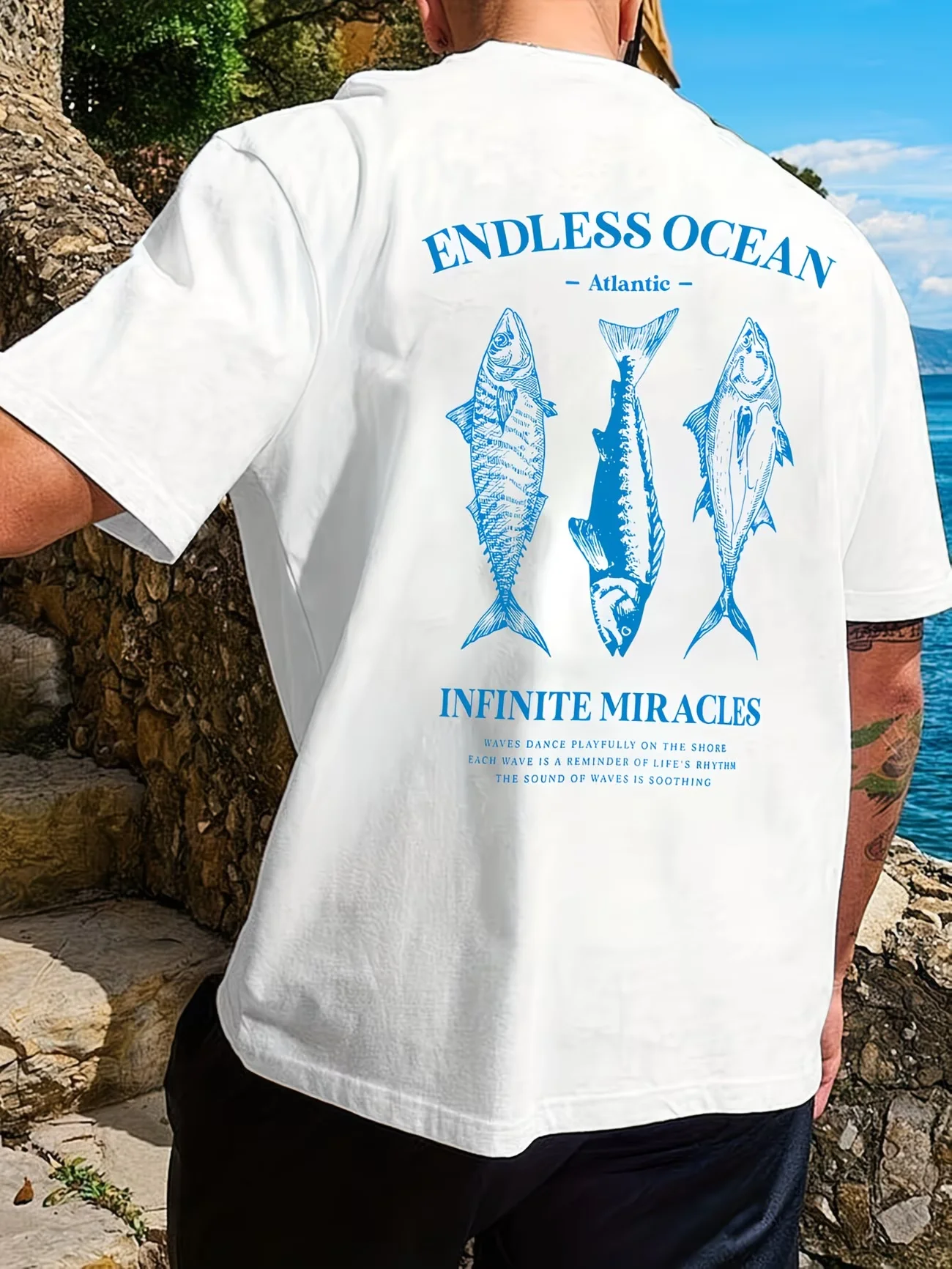Men's Endless Ocean Atlantic Infinite Miracles Fishing Enthusiast T Shirt Cotton Tee Women Summer Oversized  Loose Funny Novelty