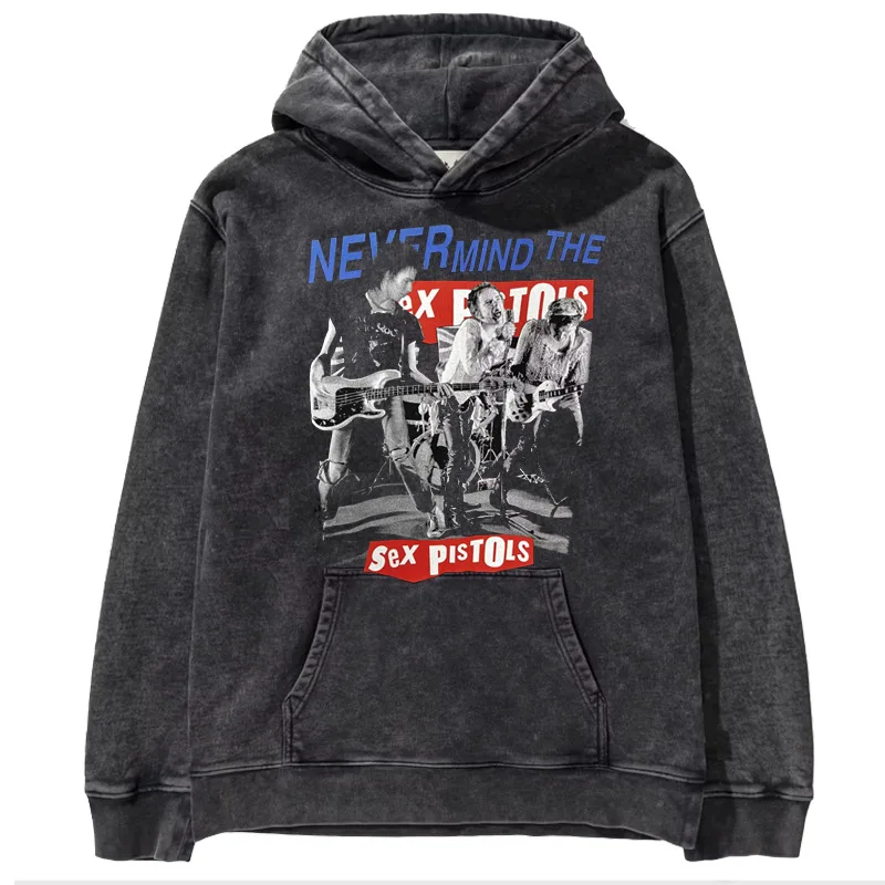 2024 autumn new street fashion European and American punk Sex Pistols Sex Pistols Vintage vintage cotton washed vintage hoodie