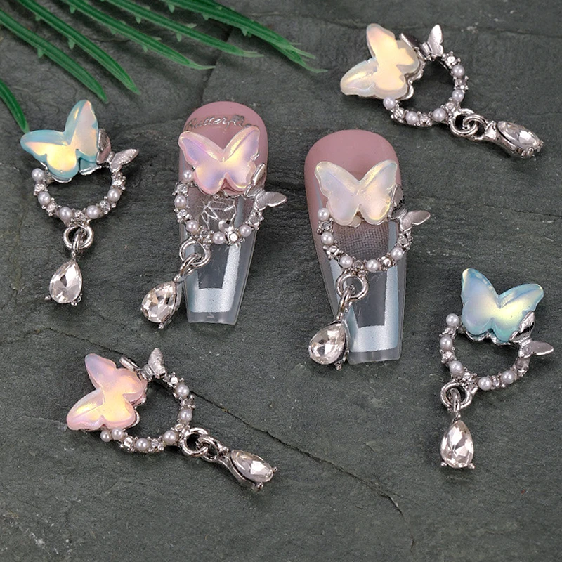 

10PCS 3D Luxury Alloy Butterfly Nail Art Charms Moon Star Rhinestone Pendant Accessories For Nails Decoration Manicure Supplies