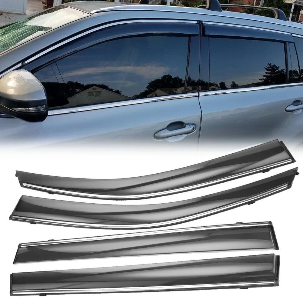 

For 2014-2019 Toyota Highlander Chrome Trim Window Visor Vent Sun Rain