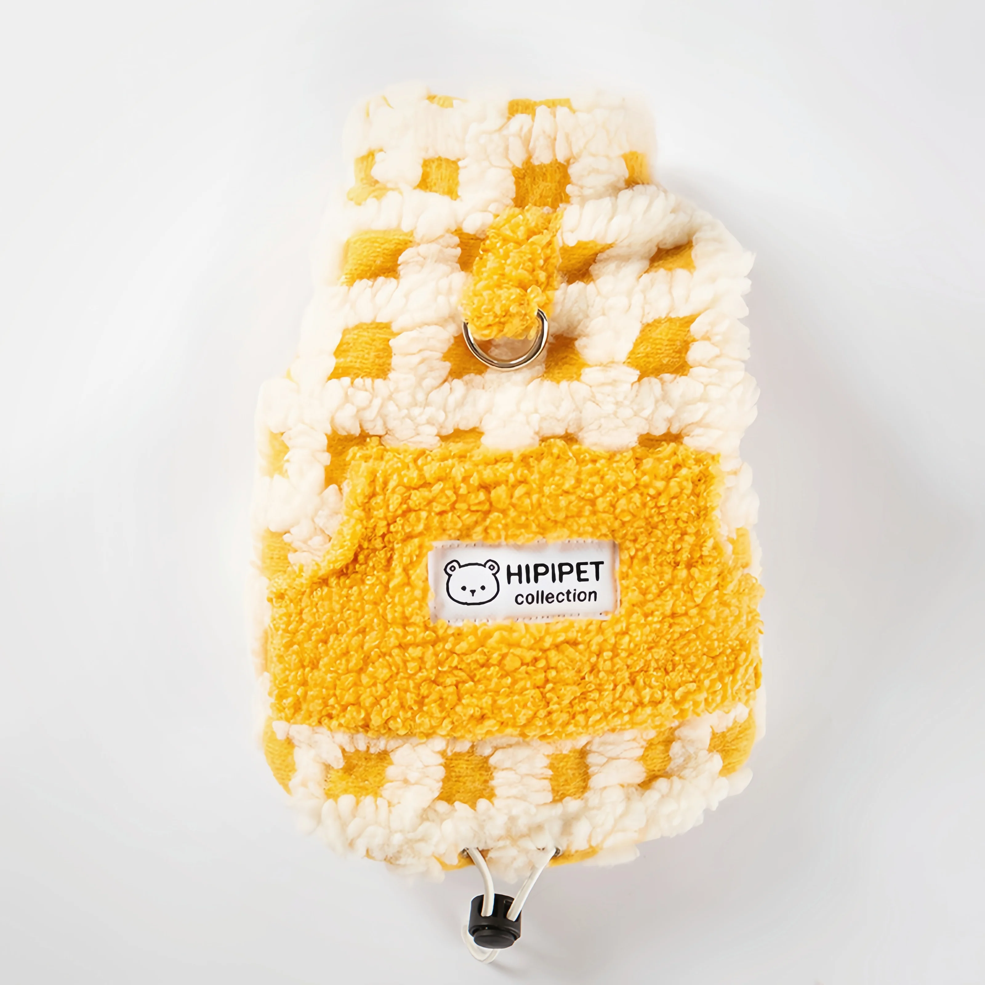 Winter Bear Design Dog Cat Apparel Warm Fleece Vest & Jacket with Metal Leash Ring Adjustable Straps for Small Medium Pets