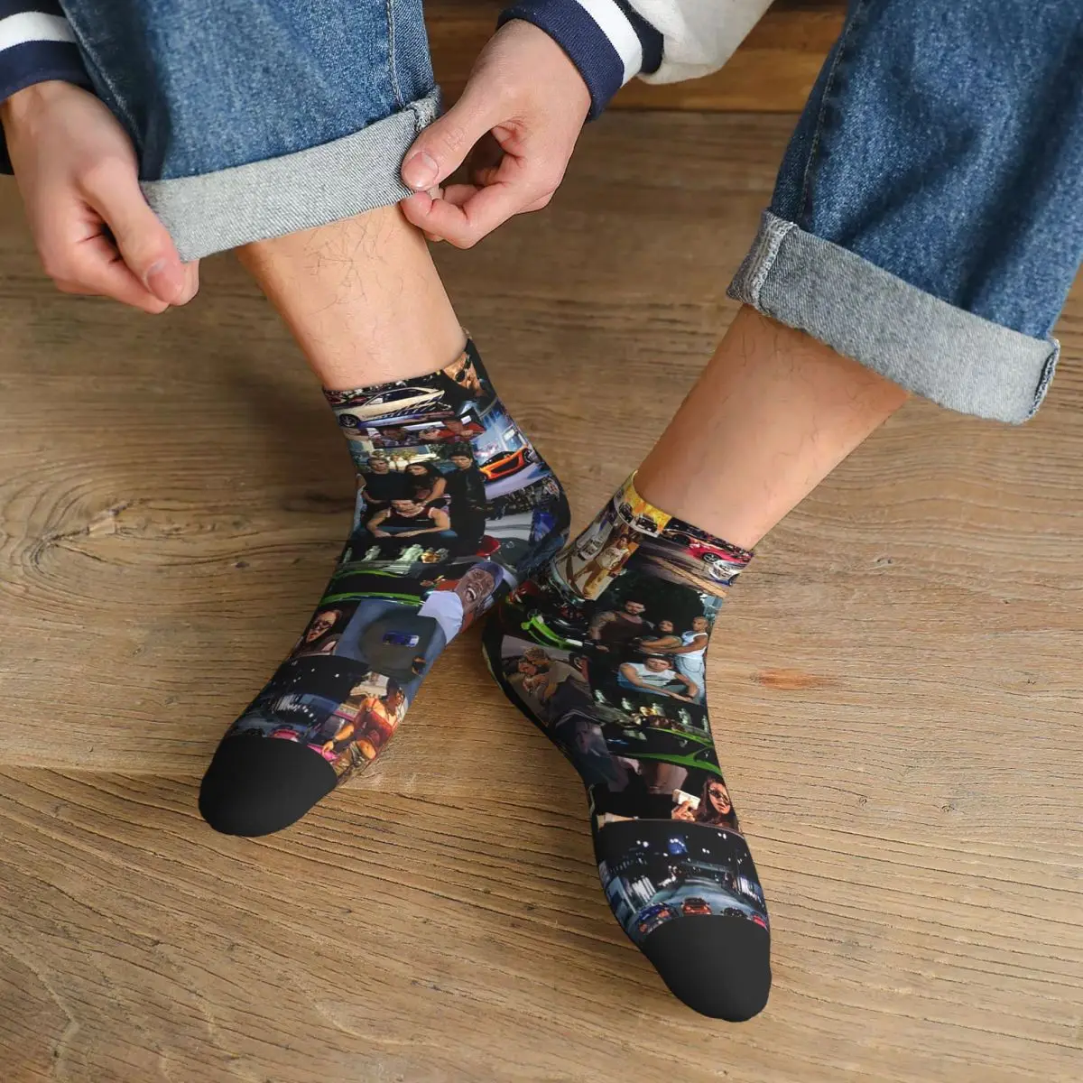 

Носки с коллажем Fast And Furious, супер мягкие чулки в стиле Харадзюку, всесезонные носки, аксессуары для унисекс, рождественские подарки