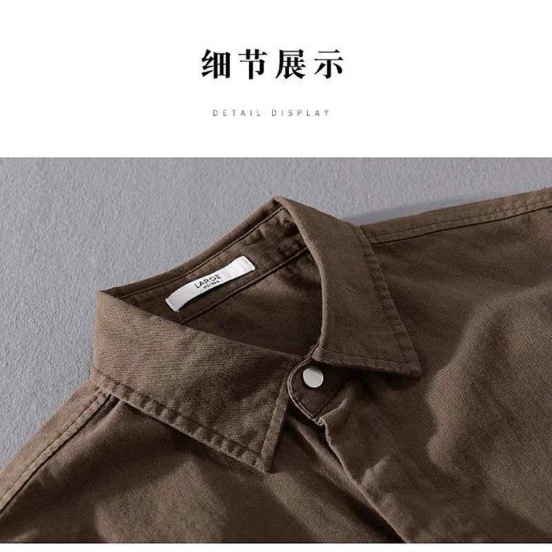 Spring Autumn New Turn-down Collar Fashion Long Sleeve Shirt Man Vintage Printing Button Cardigan High Street Comfortable Tops