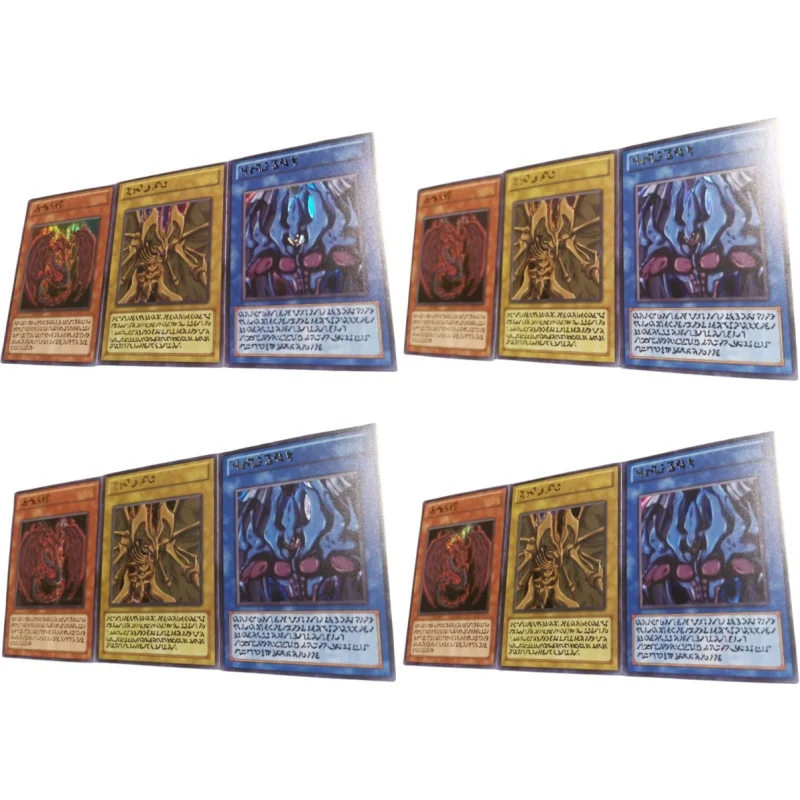 Tarjeta flash de 3 hojas Yu-Gi-Oh! Animales Sagrados Raviel El Señor de Fantasmas Uria Searing Flames Diy Figuras de juguete de acción Colección de juegos