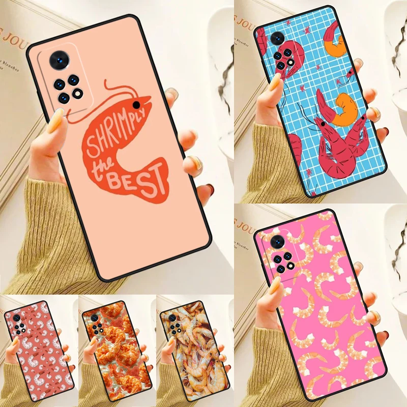 Fun Seafood Shrimp Prawns Case For Samsung Galaxy S24 Plus S23 S20 S21FE Lite S22 Ultra Note 20 S8 S9 S10 Phone Coque