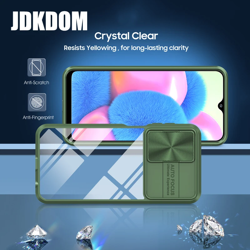 JDKDOM الشريحة دفع نافذة شفافة حقيبة لهاتف سامسونج غالاكسي A73 A54 A53 A52 A34 A25 A35 A55 A16 A26 A36 A56 A05 A05S غطاء