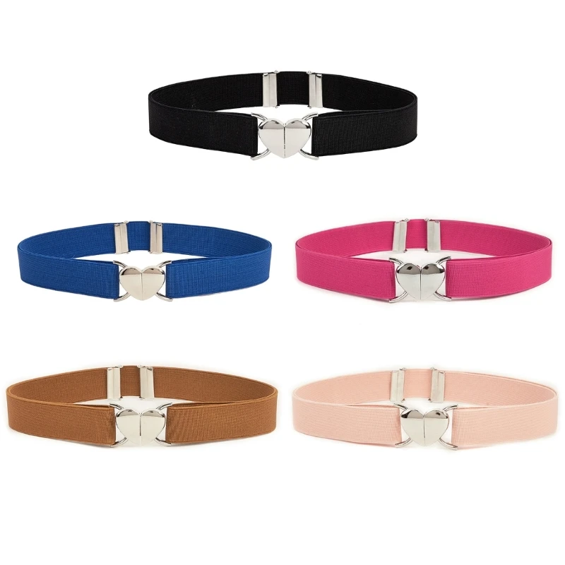 

F42F Versatility Teens Waist Belt with Heart Buckle Stretch Personality Waist Belts for Adult Unisex Coat Dress Decors