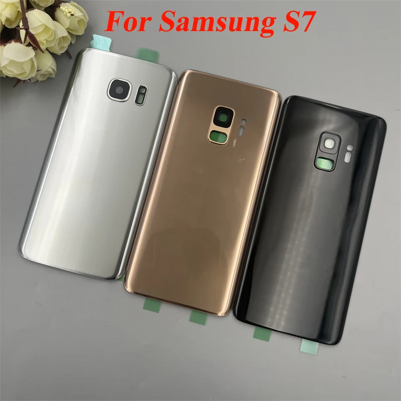 New Glass Back Battery Cover For Samsung Galaxy S7 G930 G930F Rear Door Housing Shell Repair Replacement Parts With Glue