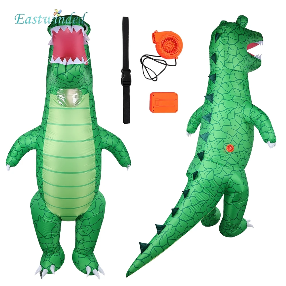 

Crocodile Cosplay Inflatable Costume Green Animal Stage Performance Clothes Disguise Outfits Pumps Halloween Carnival Party