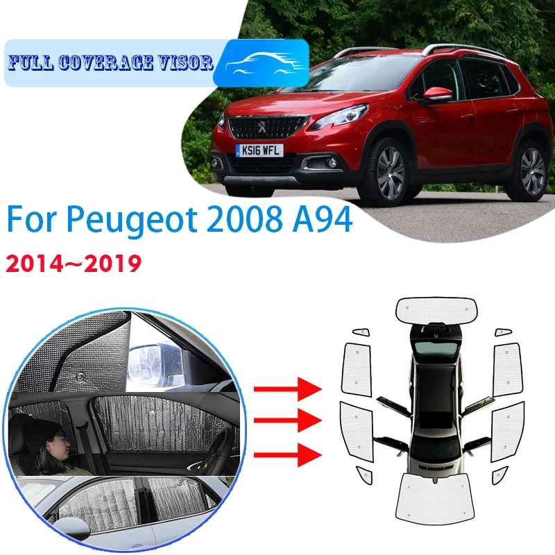 

Full Covers Sunshades For Peugeot 2008 A94 MK1 2014~2019 2018 2017 Car Accessories Sun Protection Windshields Side Window Visor