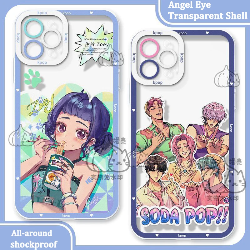 حافظة من السيليكون الشفاف KPop D-Demon H-Hunters لهاتف iPhone 16 E 15 14 11 Pro Max 13 12 Mini XS Max XS X 8 7 Plus غطاء مقاوم للصدمات