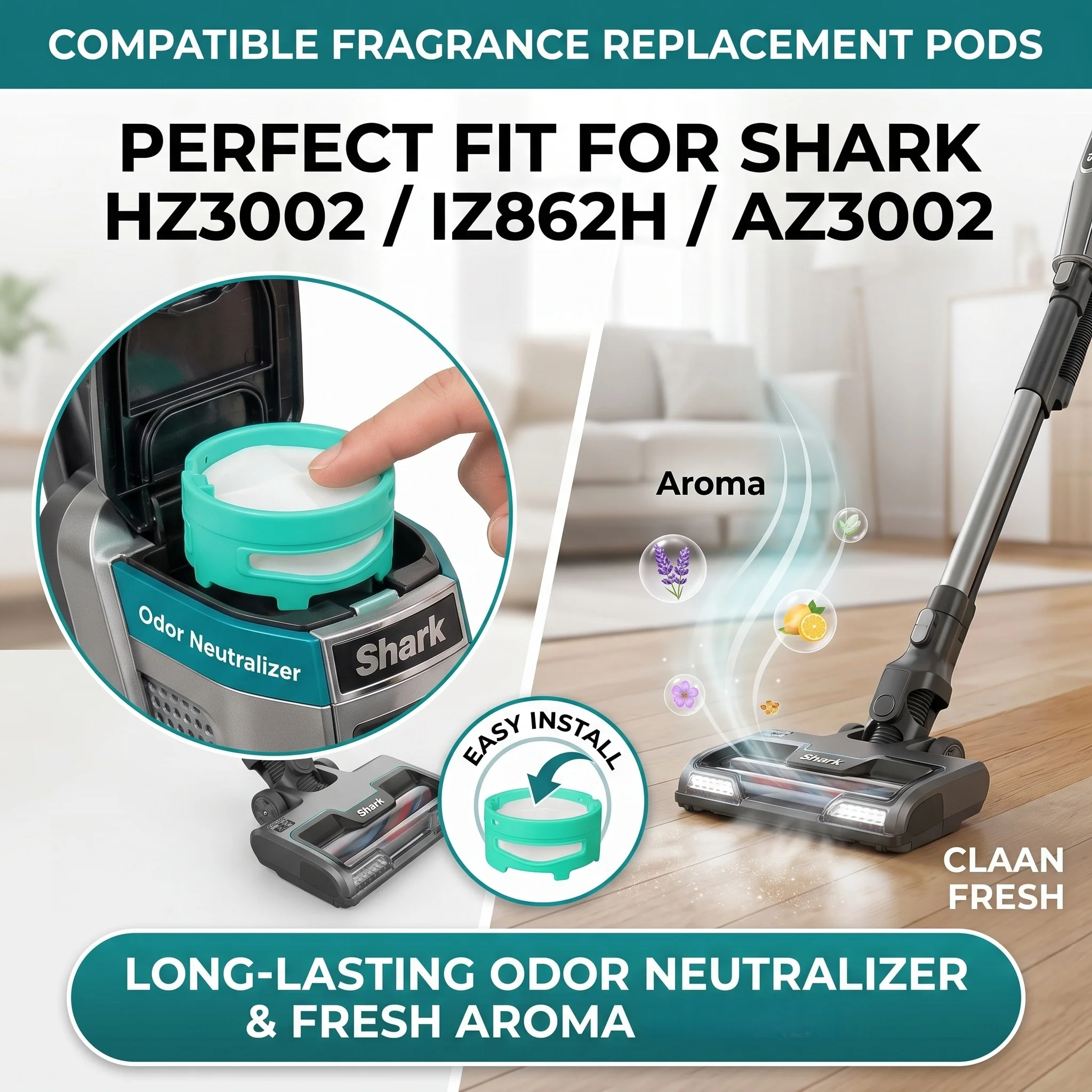1/2/3/4Pcs Vacuum Cleaner Accessories Fresh Smelling Odor Neutralizer Cartridges for Shark IZ400UK/AZ3002/STRATOS HZ3002/ZD550