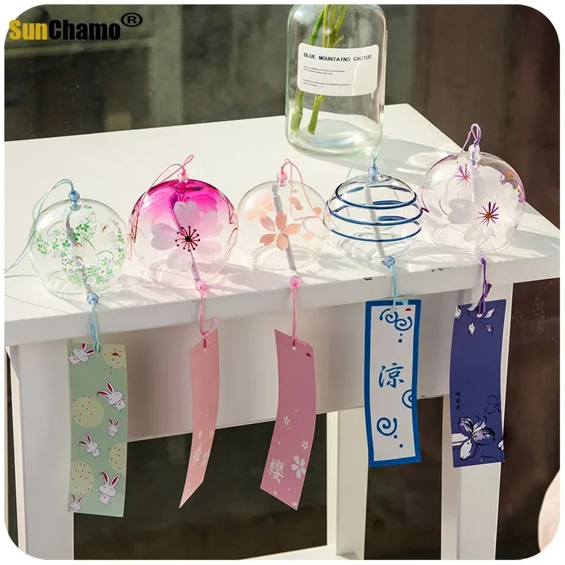 New Fashion Glass Summer Wind Bell Hanging Decorations for Girls Bedroom Japanese Style Creative Room Fresh Wind Chimes Gifts