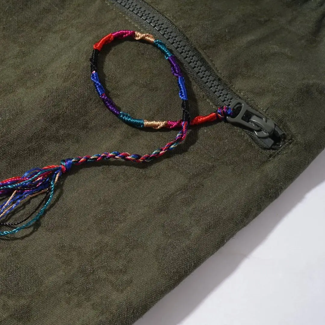 Spring Outfit - Seasonal Jacquard Original Designer Loose Fit Military Green Trendy Casual Straight Pants