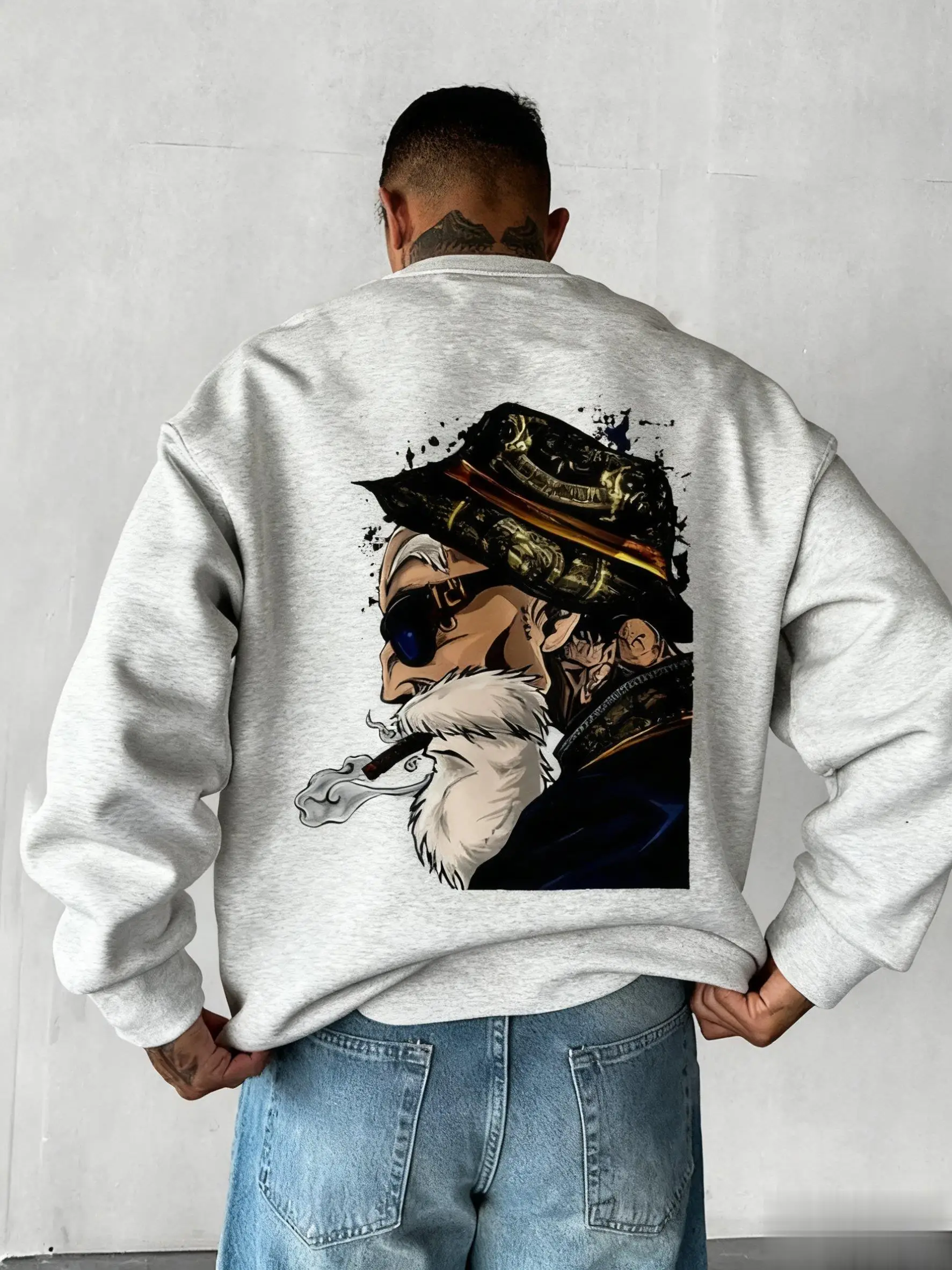 오버사이즈 드래곤볼 스웨트셔츠 남녀 공용 스트리트웨어 캐주얼 라운드넥 후드티 빈티지 애니메이션 프린트 가을 패션 탑스