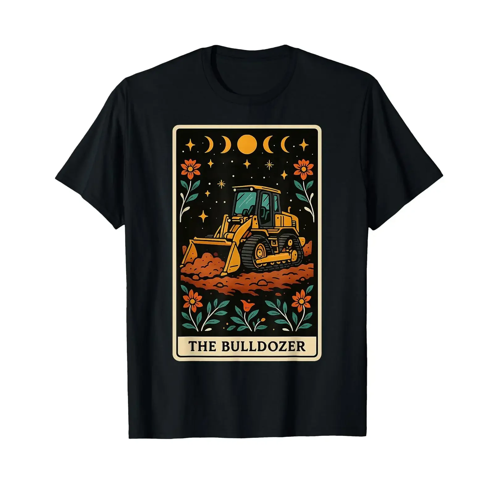 The Bulldozer Truck HEO Tarotkarte Witchy Moon T Shirt vintage Washed Soft designer clothes Slightly streetwear Comfortable