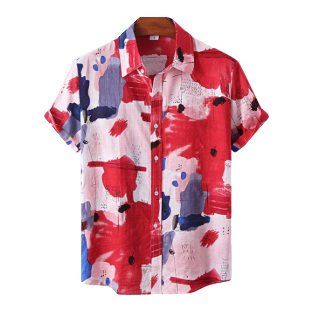 Heren Strand Hawaiiaans Shirt Zomer Korte Mouw Knoop-Up Pocket Shirts Vrouwen Blouse 3d Kleding