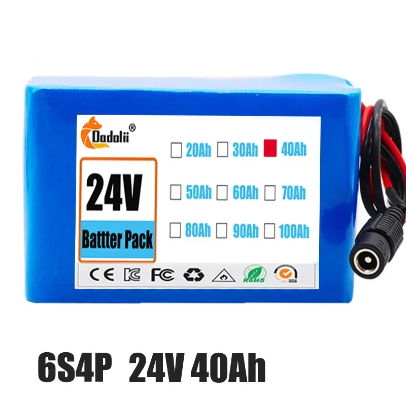 6s4p 24V 40Ah 18650 Battery Lithium Battery 25.2v 40000mAh Moped /Electric/Li Ion Battery Pack