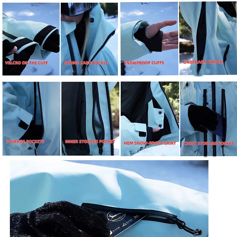 Nuevo traje de esquí de Color sólido de invierno con aislamiento de algodón de doble tablero, Top de esquí impermeable, chaqueta de nieve deportiva holgada para exteriores para mujer