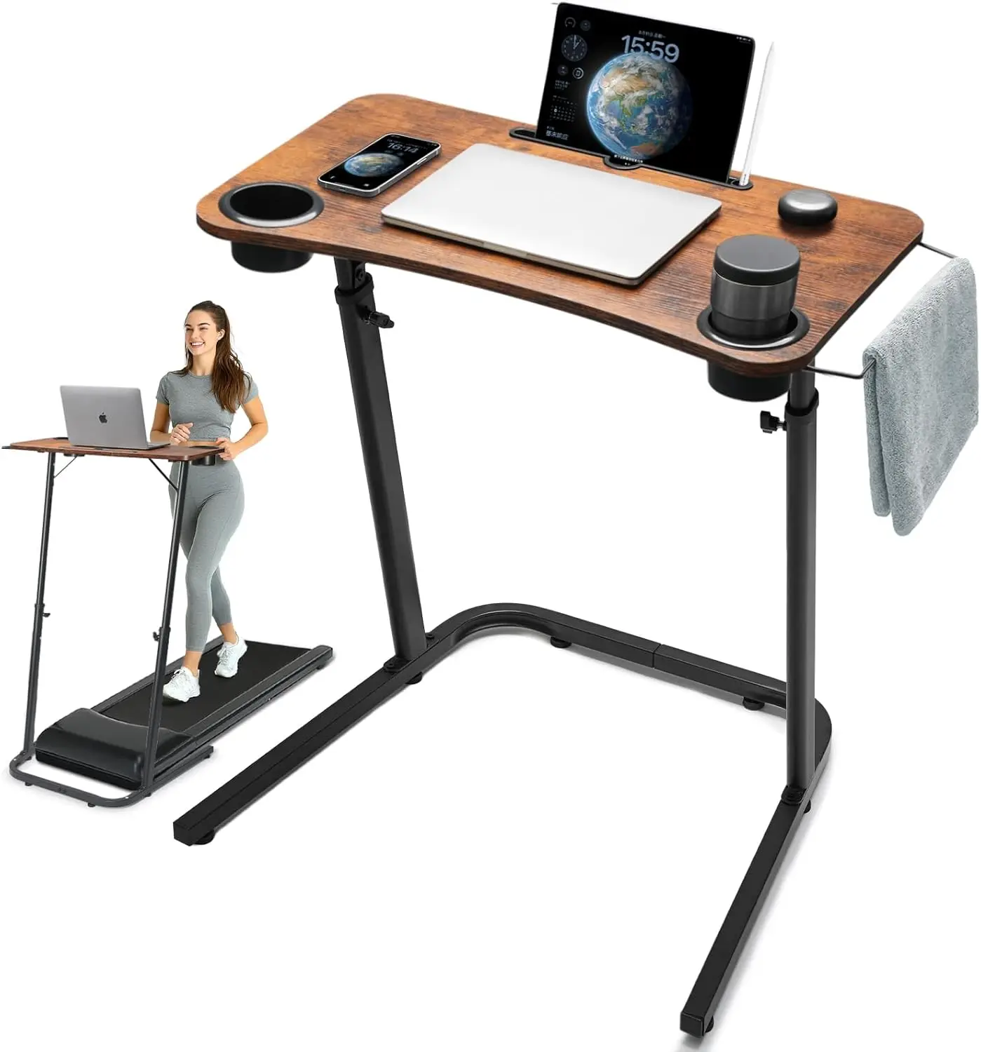 

Treadmill Desk, Small Standing Desk for Walking Pad, 30-47 Inch Adjustable Height Walking Pad Stand for Treadmill, Porta