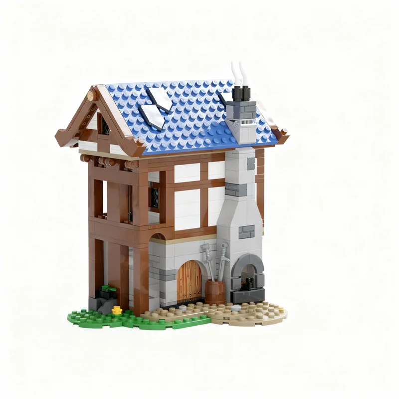 

621pcs MOC Blacksmith Shop Castle Model Building Blocks Construction Toy Christmas Gifts DIY Creative Idea Education Assemble