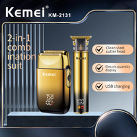 kemei Professional Multi-functional hair clipper and facial shaver set - travel and home wireless charging KM-2131