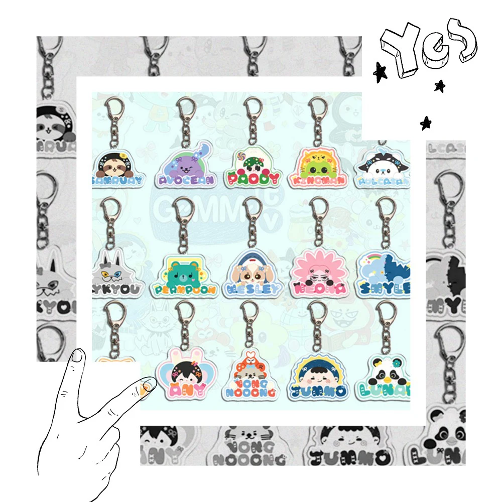

Thai Star PondPhuwin ForceBook JoongDunk JunniorMark GMMCP Cute Keyring Thomafox Permpoon Wesley Jummo Name Tag Acrylic Keychain