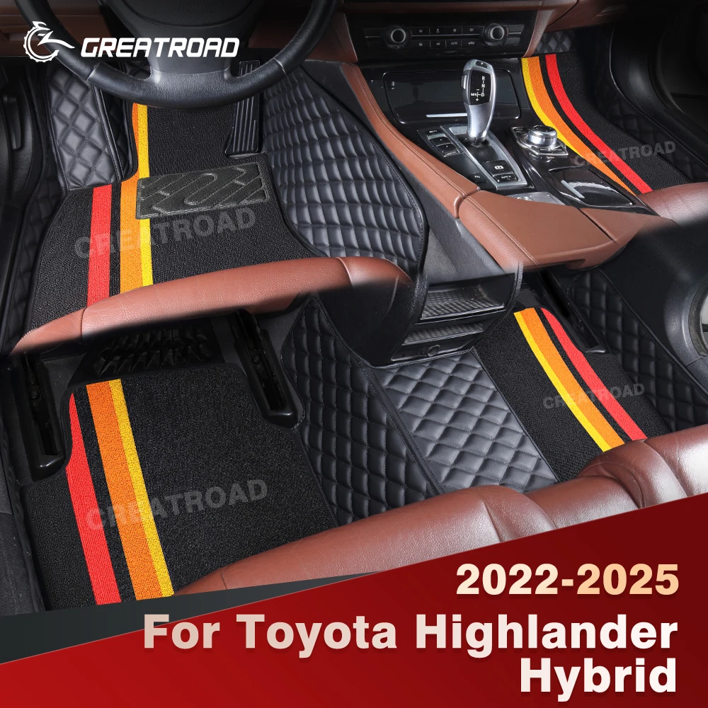 

For Toyota Highlander Hybrid 2022-2025 Double Layer Car Floor Mats Custom Auto Carpet Cover Interior Accessories