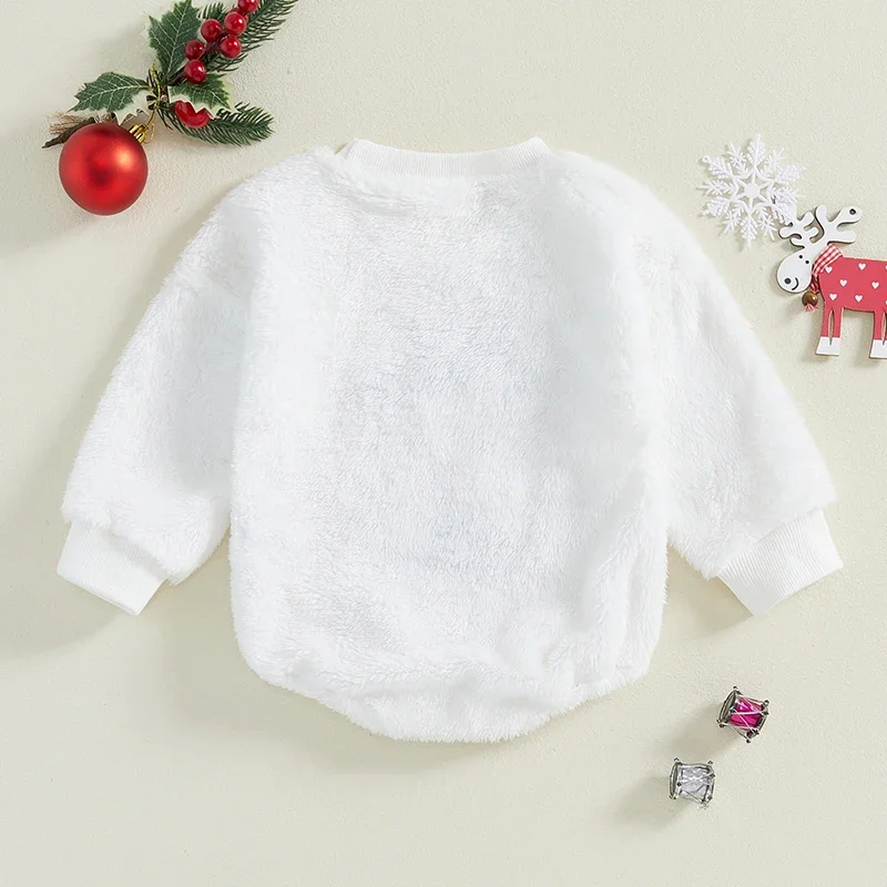 Baby Girls Boys Christmas Romper Long Sleeve  Embroidery Letters Deer Bodysuit Jumpsuit Newborn  Winter Clothes