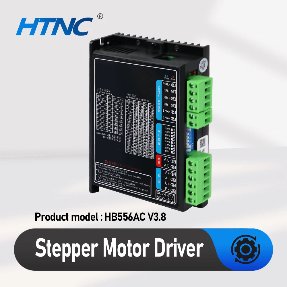 HLTNC HB556AC V3.8 two-phase stepper motor driver dual power supply controller RS232 debugging interface for Nema17 23 42 57 CNC