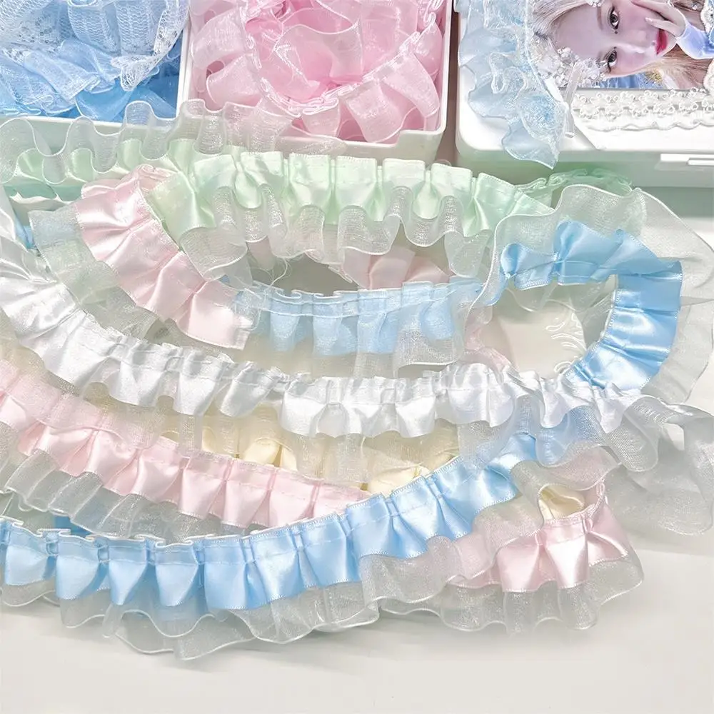 1 متر 4 سنتيمتر واسعة الأورجانزا الساتان مطوي شريطة من الدانتيل لوليتا أكياس النسيج الزخرفية كشكش تقليم DIY Ita حقيبة ديكور مواد التعبئة والتغليف #5