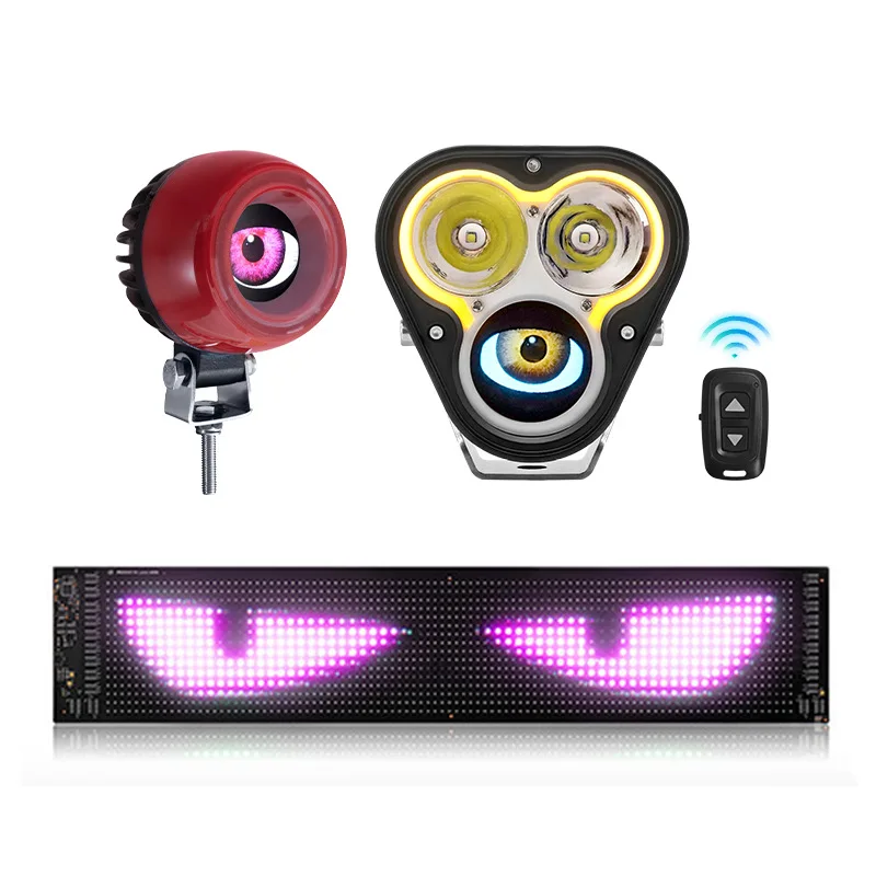 

led car soft screen usb car flexible advertising screen APP bluetooth glass rear car sticker devil's eye display