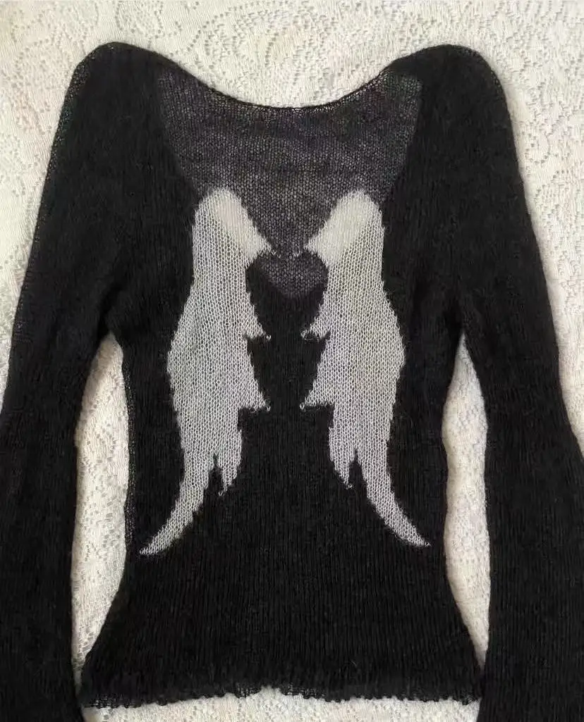 Frühlings- und Sommer-Neuheit: Spicy Girl Angel Print Langarm-Oberteil mit schmaler Passform, vielseitig, modisch und bequem. – Detail 3