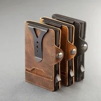 CASEKEY nueva cartera de moda para hombre, tarjetero emergente de cuero Pu, billetera inteligente minimalista delgada antiRFID con Clip para dinero y ventana de identificación