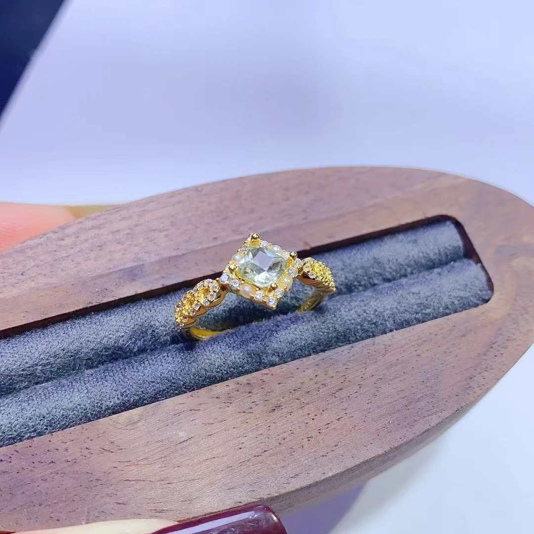 KJJEAXCMY High quality Natural Tourmaline Ring S925 Silver Inlaid Simple Women's Jewelry Support testing Birthday present