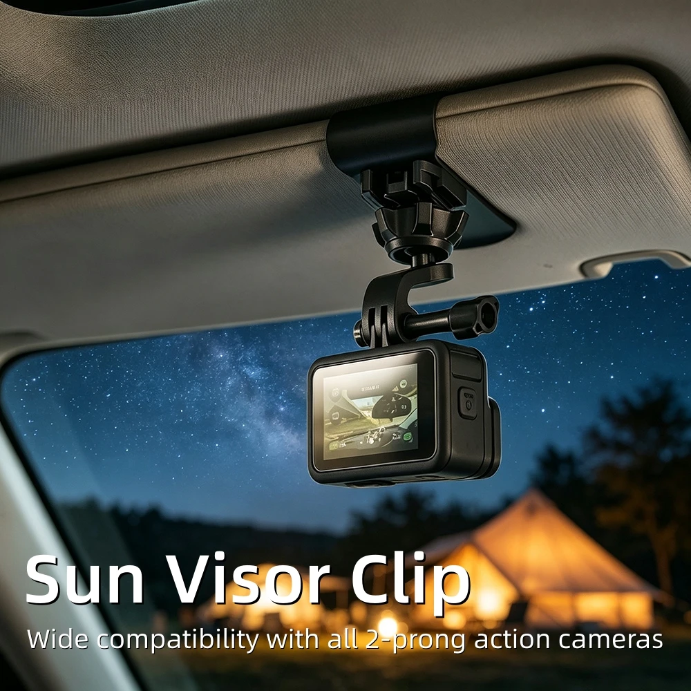 Car Sun Visor Mount Car Clip Bracket for GoPro Hero13/12 DJI Action 6/5Pro/4 Insta360 Action Camera Car Vlog Dashcam Accessories