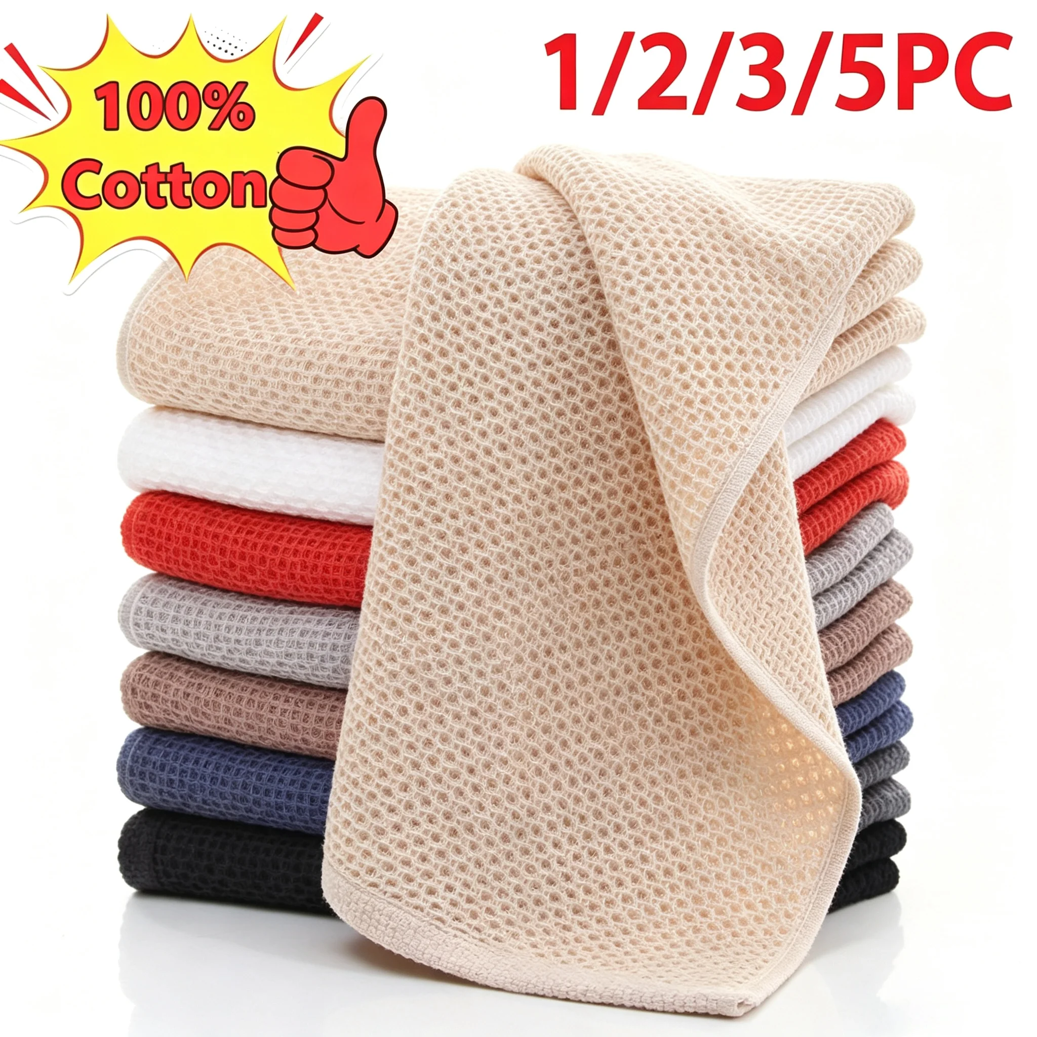 1/5PC Soft Absorbent Cotton Towel Wholesale Breathable Dishcloth Kitchen Rags Face Wash Cloth Household Cleaning Wholesale Deal