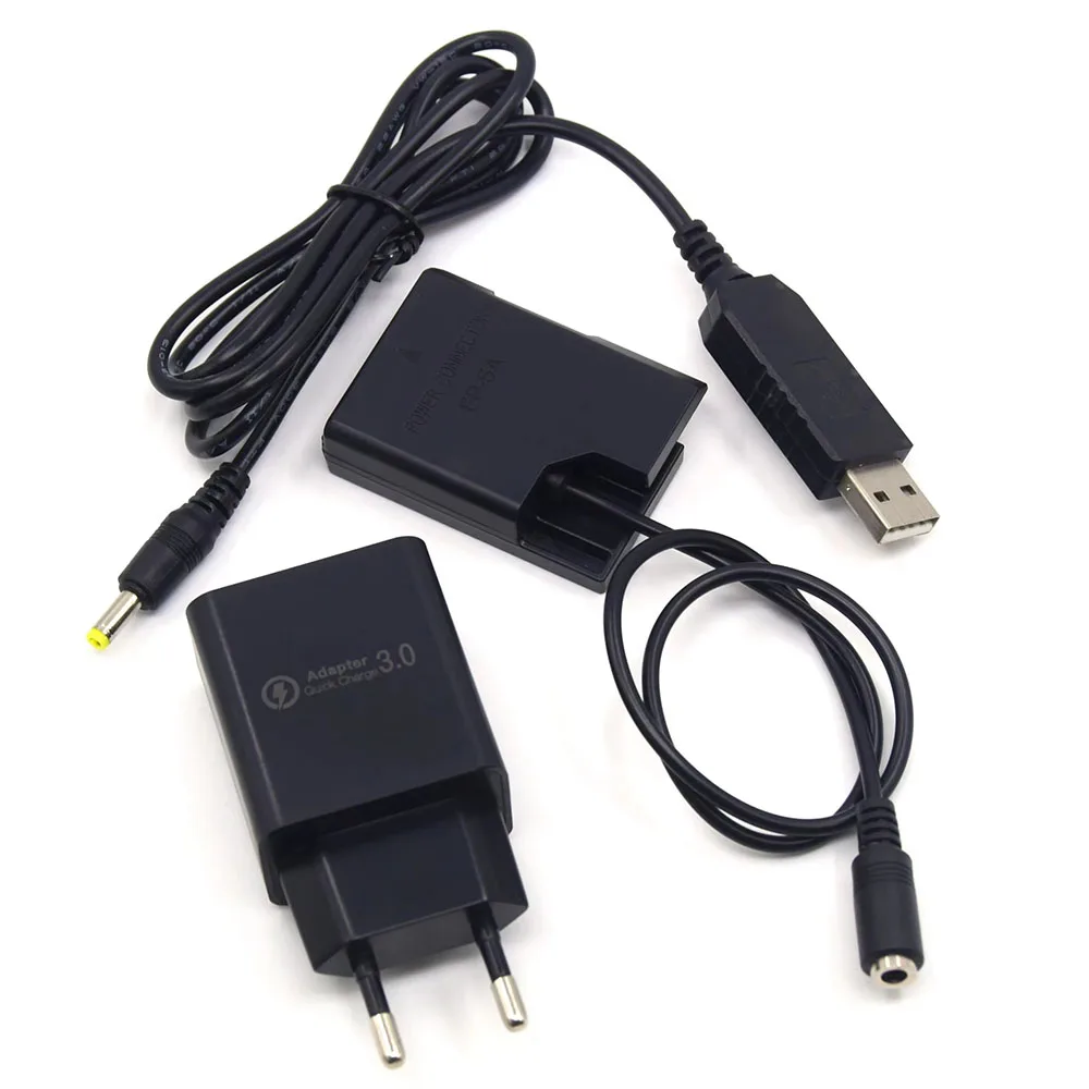 En-El14 Dummy Battery Qc Cable Usb Fast Charger For Nikon D5300 D5200 D5100 D3400 D3300 D3200 P7800 Camera Ep-5a Coupler