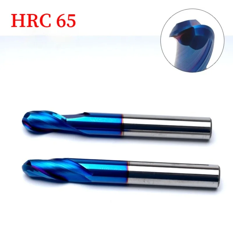 

HRC55 70 Tungsten Carbide 2 Flute Ball Nose End Mill R3 R4 CNC Milling Cutter for Mold Steel
