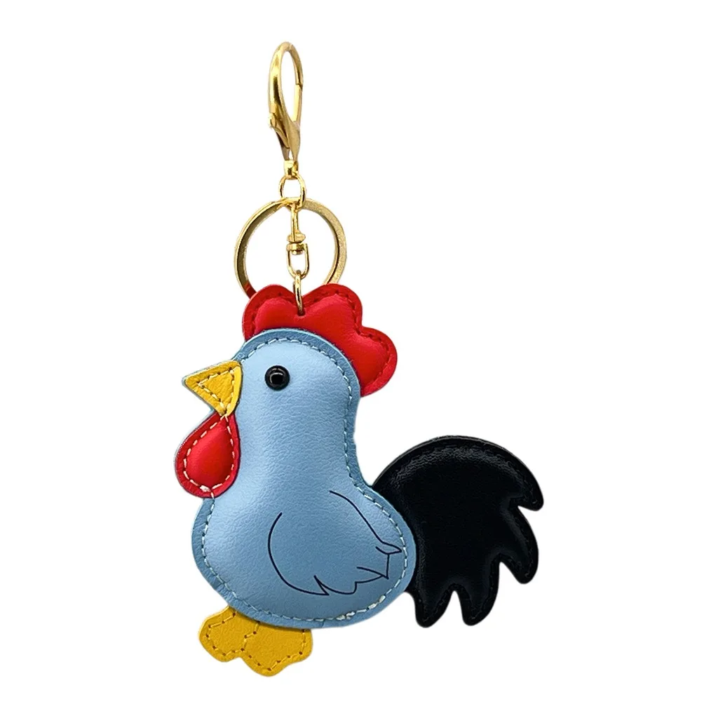 Genuine Leather Keychain Cartoon Animal Bag Charm Cowhide Key Chain Practical Leather Key Accessory For Luggage Personalized Car