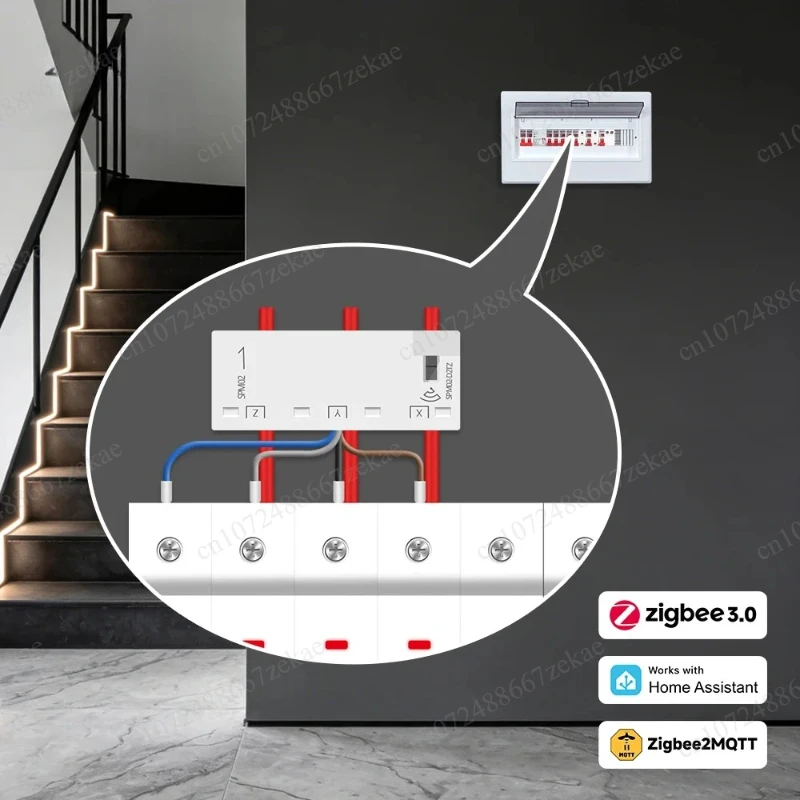 3 Phase 63A Smart Energy Meter, Real-Time Power Monitor Sensor Compatible with Zigbee2MQTT & Home Assistant 3.0