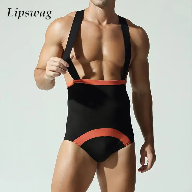 

Nightwear Mens Sexy Jumpsuits Pajamas Slim Fit Stretch Straps Sleeveless Bodysuits Men Bodycon Spring Summer Breathable Playsuit
