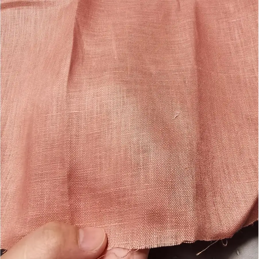 Thin 1m pink 17x21s 120g Natural Organic Pure linen fabric by meter for shirt woman garment