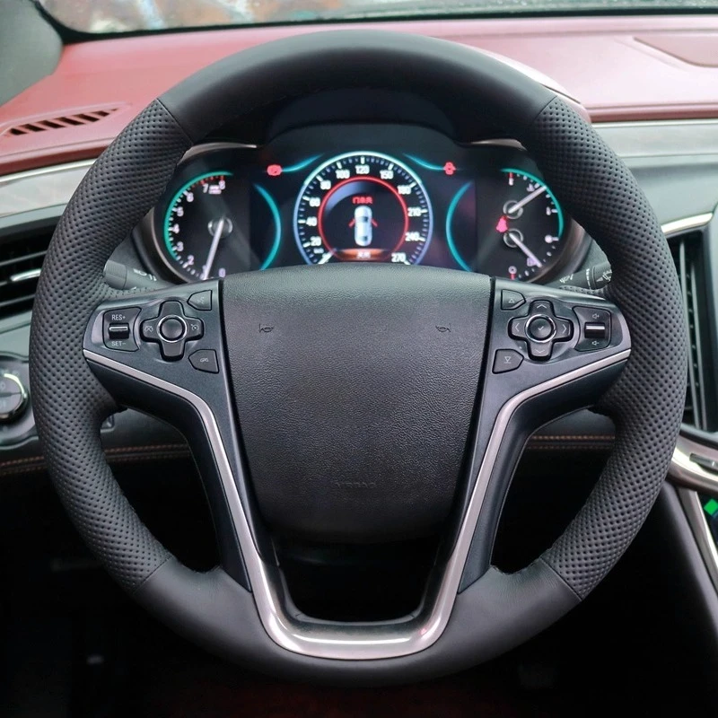 

Сшитый вручную нескользящий прочный кожаный чехол на руль из наппа для Buick LaCrosse, модифицированные аксессуары для салона автомобиля