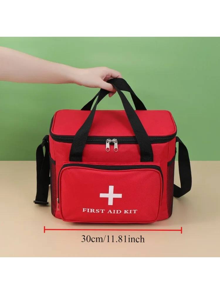 x1 Large capacity Red Cross emergency medical storage bag Healthy Outdoor Car Emergency Kit Essential household box Oxford cloth