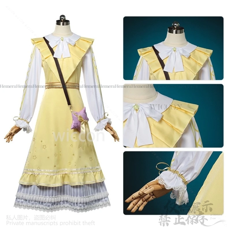 Anime Game Identity V Cosplay Anne Lester Toy Merchant Costume Parrucca luccicante Abito giallo Lolita Girls Abito di Halloween personalizzato