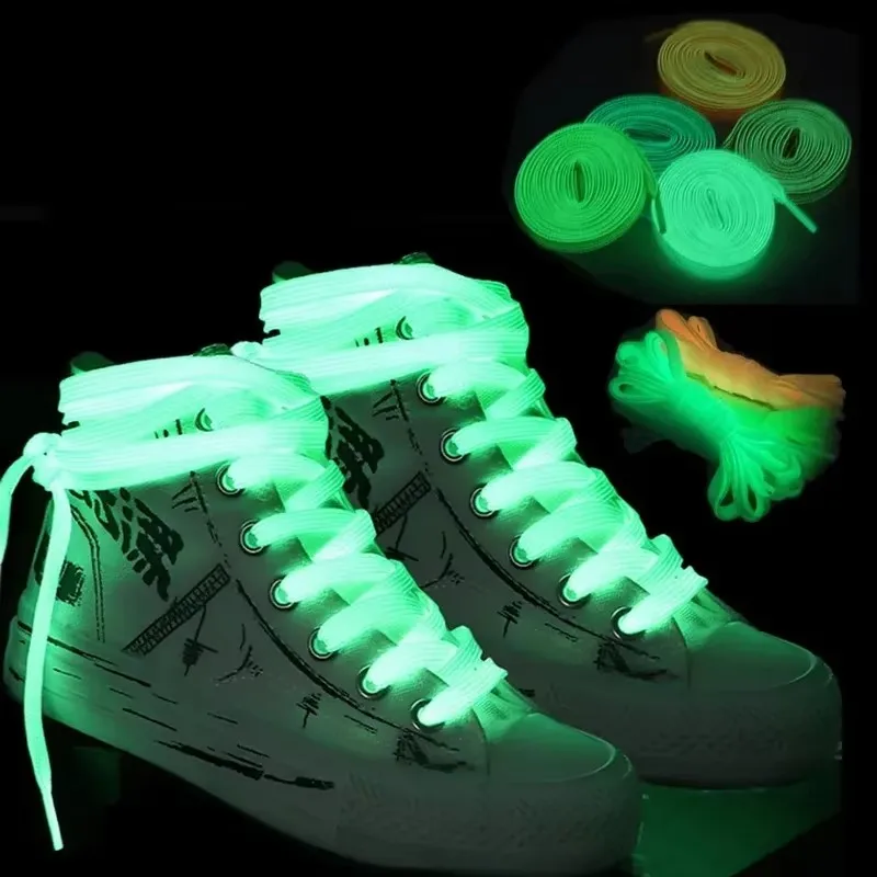 1/2pair 5 Colors Luminous Shoelaces Flat Suitable For All Shoes Fluorescent laces Party Get together Night run Unisex Shoelace