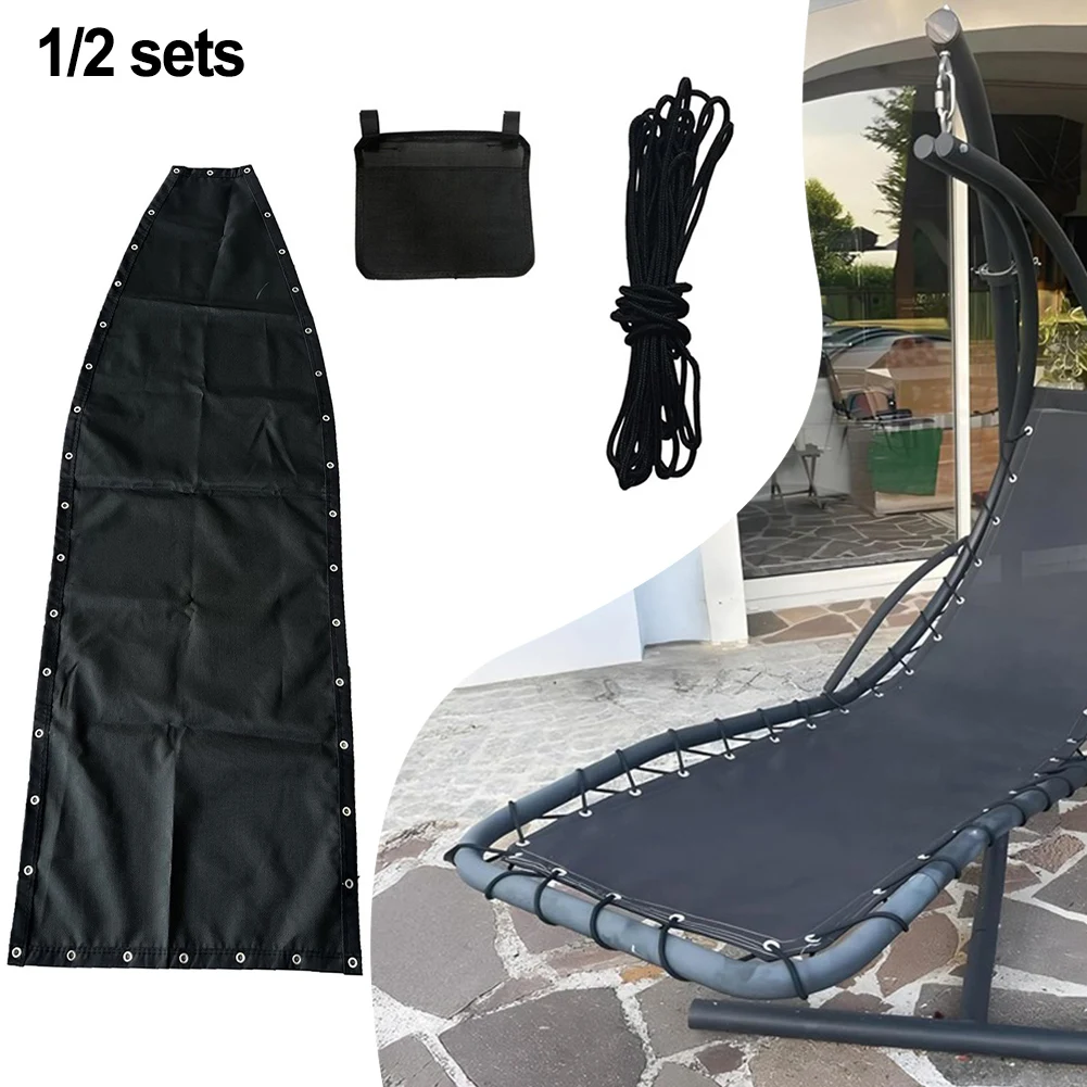 Hanging Swing Chair Replacement Cloth Accessories 64x197x23CM Black Seat Cloth For Garden Textilene Hanging Swing Chair Decor