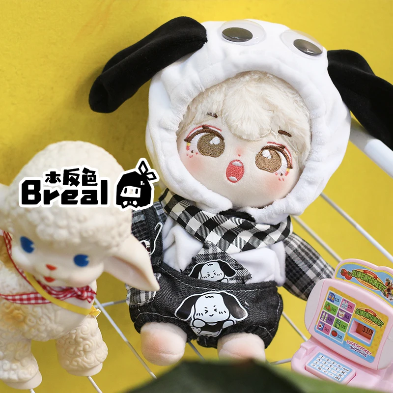 20cm Doll Clothes Cool Handsome Fashion Puppy Hat jumpsuit Strap Pants Outfit  Stuffed Plushie Plush Doll Accessories Anime Toy